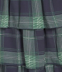 Midnight Doll Smocked Plaid Puffed Sleeve Ruffle Tiered Maxi Dress