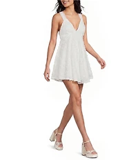 Midnight Doll Soutache Lace V-Neck Mini Dress