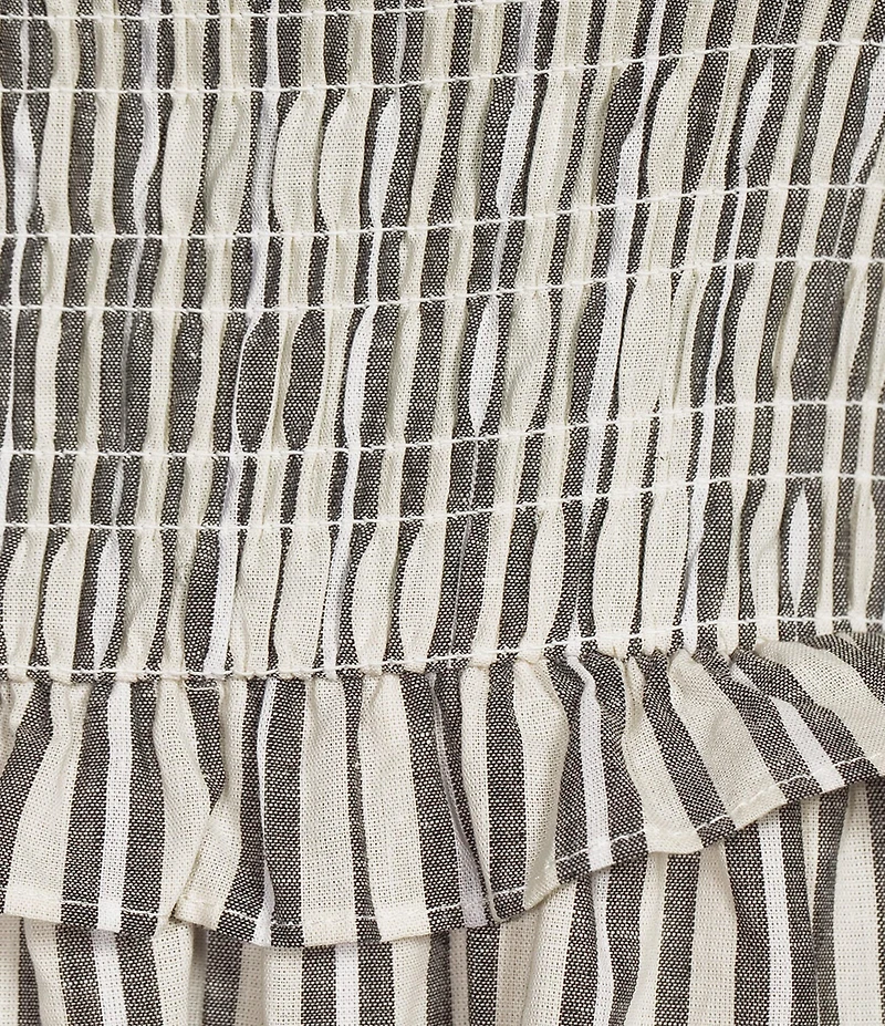 Midnight Doll Striped Halter Neck Smocked Tie Back Maxi Dress