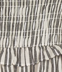 Midnight Doll Striped Halter Neck Smocked Tie Back Maxi Dress