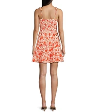 Midnight Doll Textured Floral Print Tie Strap V-Neck Tiered Dress