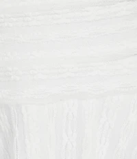 Midnight Doll Textured Lace Halter V-Neck Crochet Trim Skater Dress