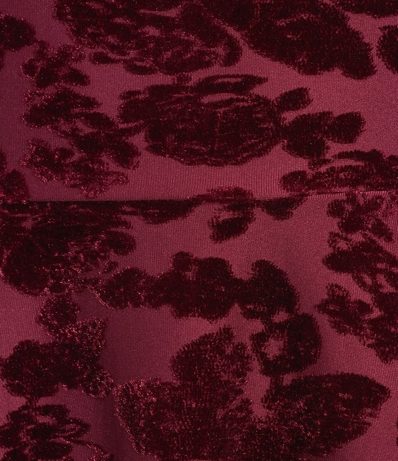 Midnight Doll Velvet Burn Out Boat Neck Flutter Sleeve Double Ruffle Dress