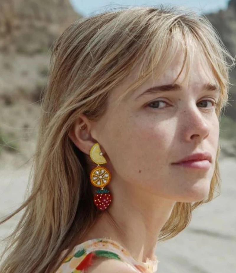 Mignonne Gavigan Alita Fruit Novelty Linear Resort Earrings