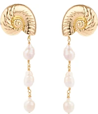 Mignonne Gavigan Sculpted Concha Shell Pearl Linear Earrings