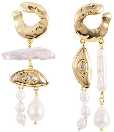 Mignonne Gavigan Eva Freshwater Pearl Mismatched Resort Chandelier Earrings