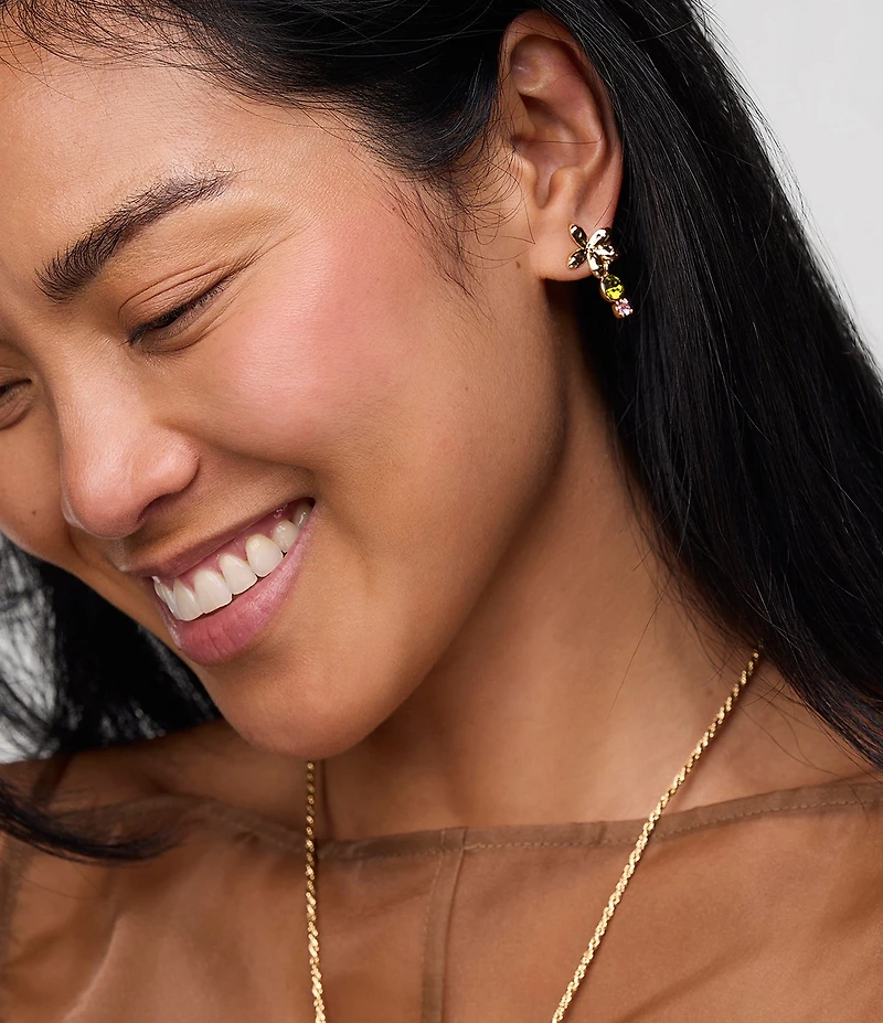 Mignonne Gavigan Fabiana Floral Post CZ Drop Earrings