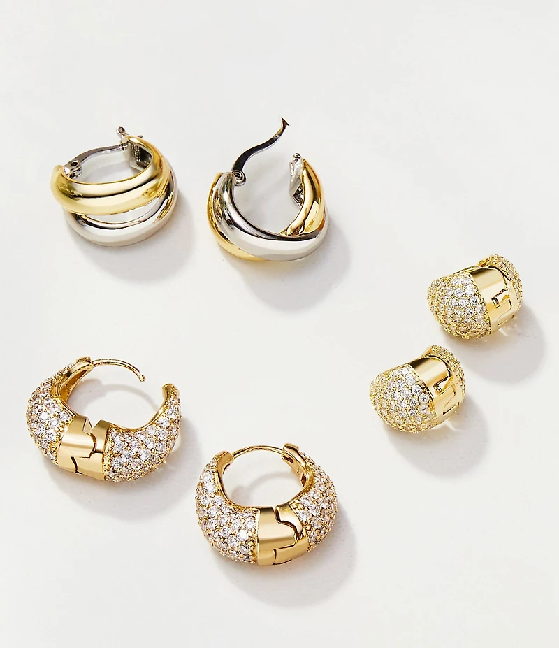 Mignonne Gavigan Juana Rhinestone Puffy Hoop Earrings