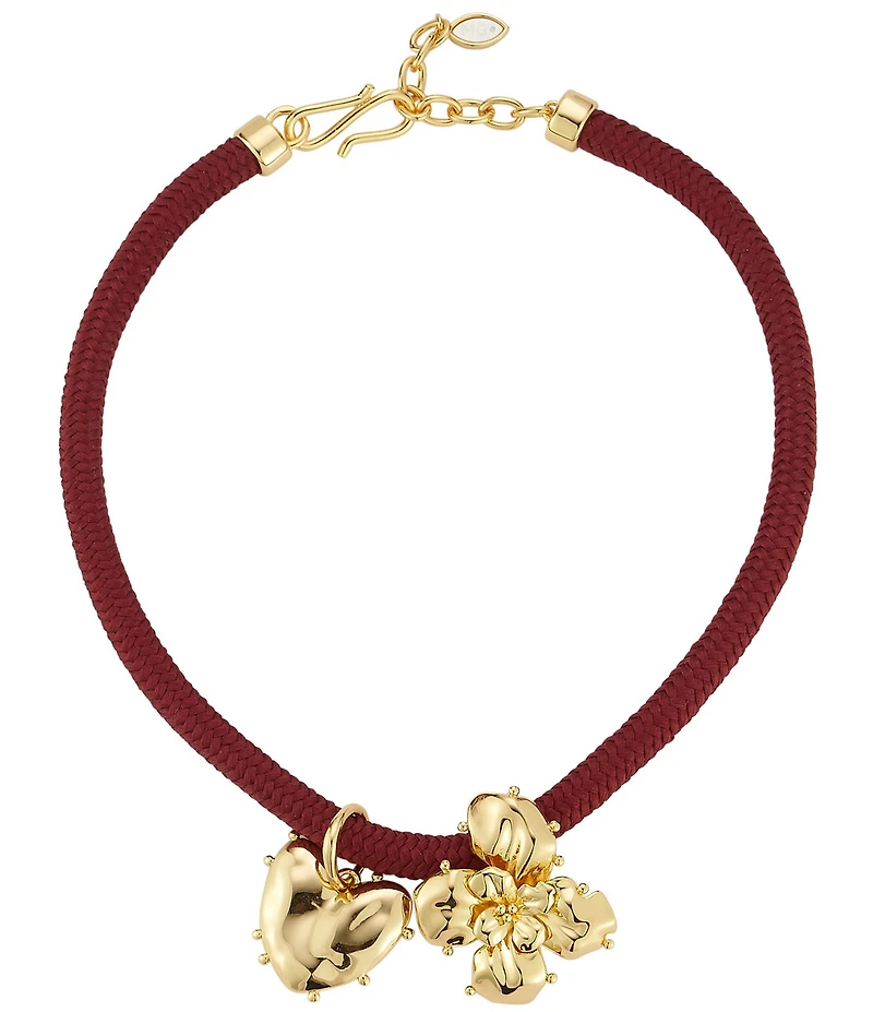 Mignonne Gavigan Lelani Corded Flower and Heart Pendant Statement Necklace