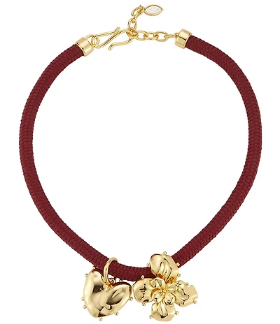 Mignonne Gavigan Lelani Corded Flower and Heart Pendant Statement Necklace