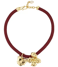 Mignonne Gavigan Lelani Corded Flower and Heart Pendant Statement Necklace