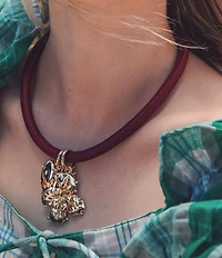 Mignonne Gavigan Lelani Corded Flower and Heart Pendant Statement Necklace