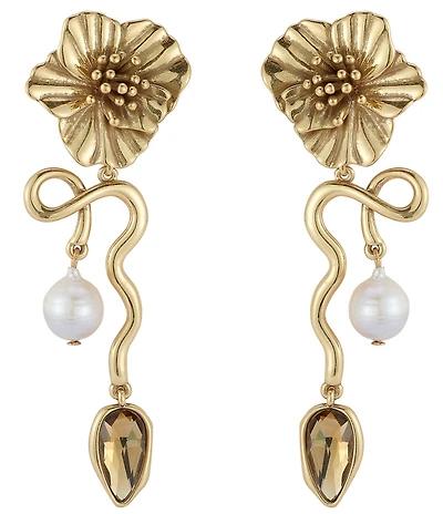 Mignonne Gavigan Lelani Flower Pearl Drop Earrings