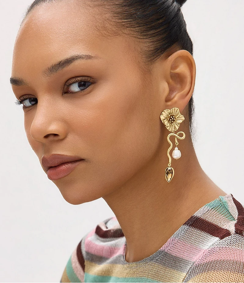 Mignonne Gavigan Lelani Flower Pearl Drop Earrings