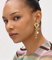 Mignonne Gavigan Lelani Flower Pearl Drop Earrings