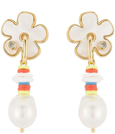 Mignonne Gavigan Romy Floral Pearl Resort Linear Earrings