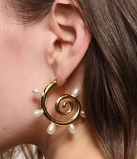 Mignonne Gavigan Toni Sculptural Freshwater Pearl Hoop Earrings