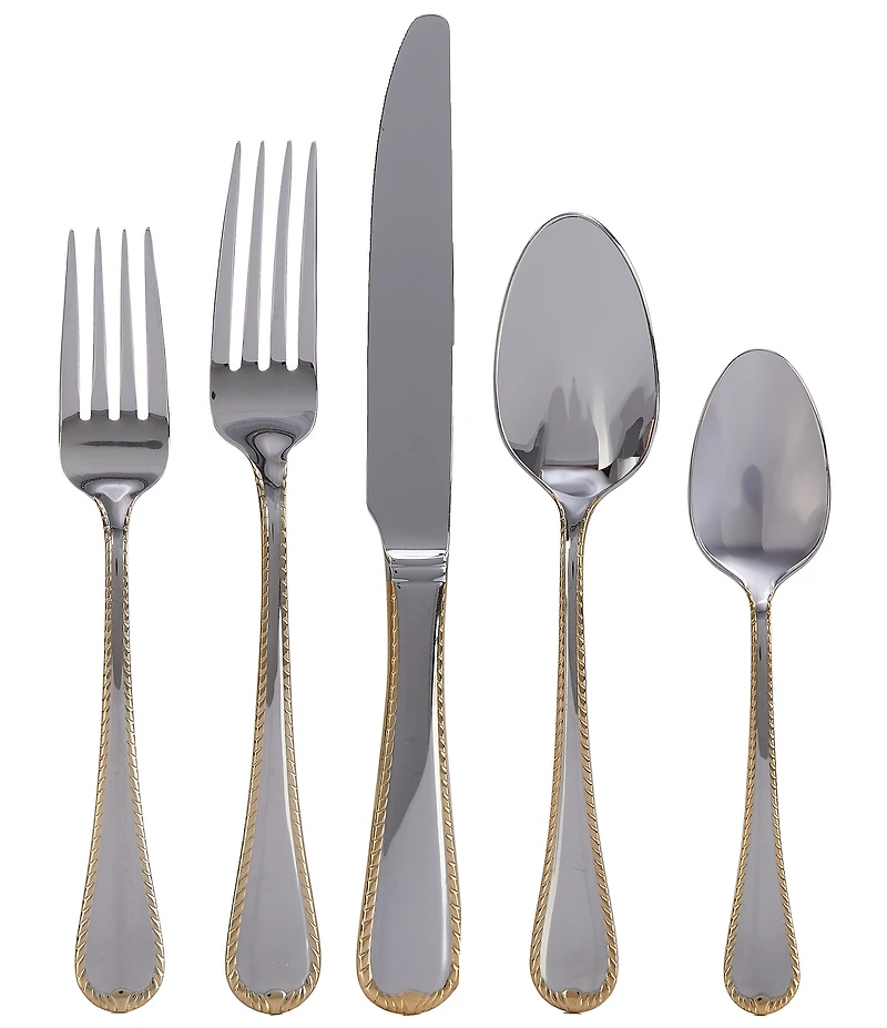 Mikasa Cameo Gold 65-Piece Stainless Steel Flatware Set