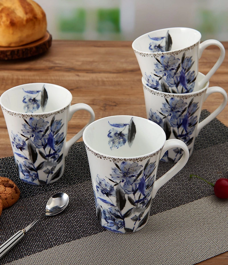 Mikasa Kaia Platinum Chinoiserie Mugs, Set Of 4