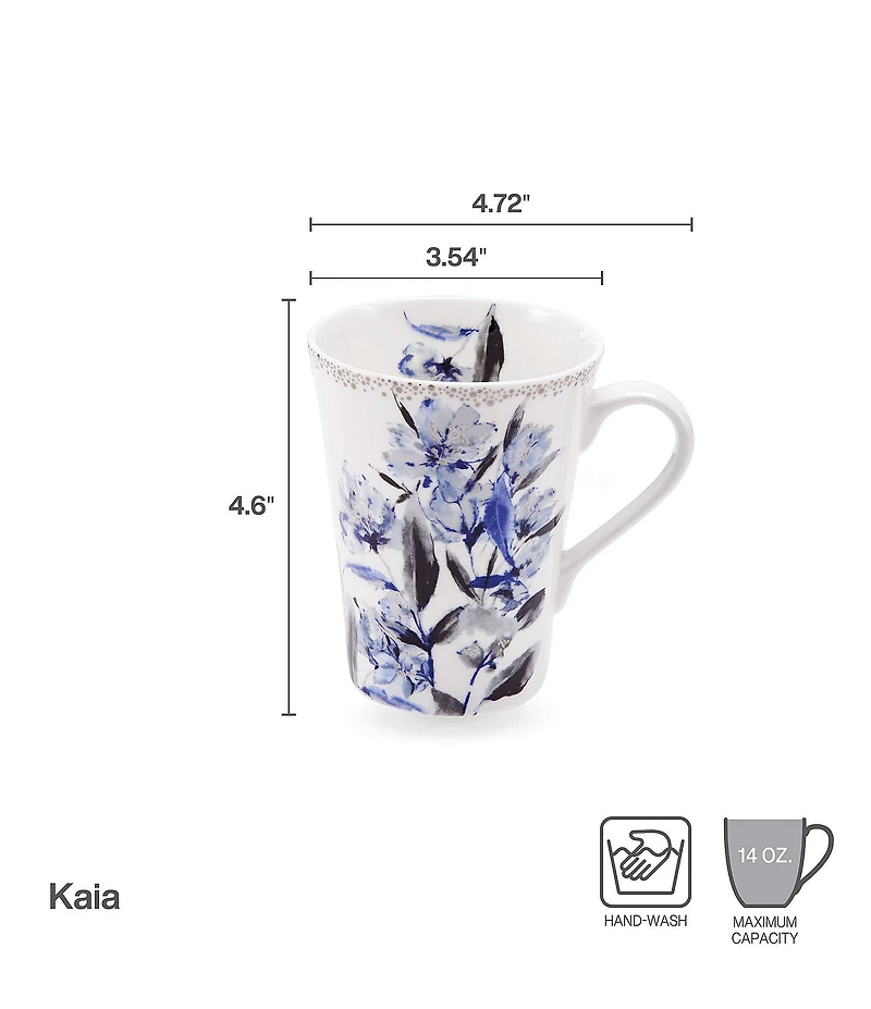 Mikasa Kaia Platinum Chinoiserie Mugs, Set Of 4