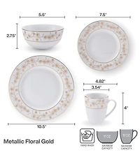 Mikasa Metallic Floral Gold 32-Piece Dinnerware Set