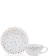 Mikasa Millie Gold Star Print Mugs and Saucers, Set of 4