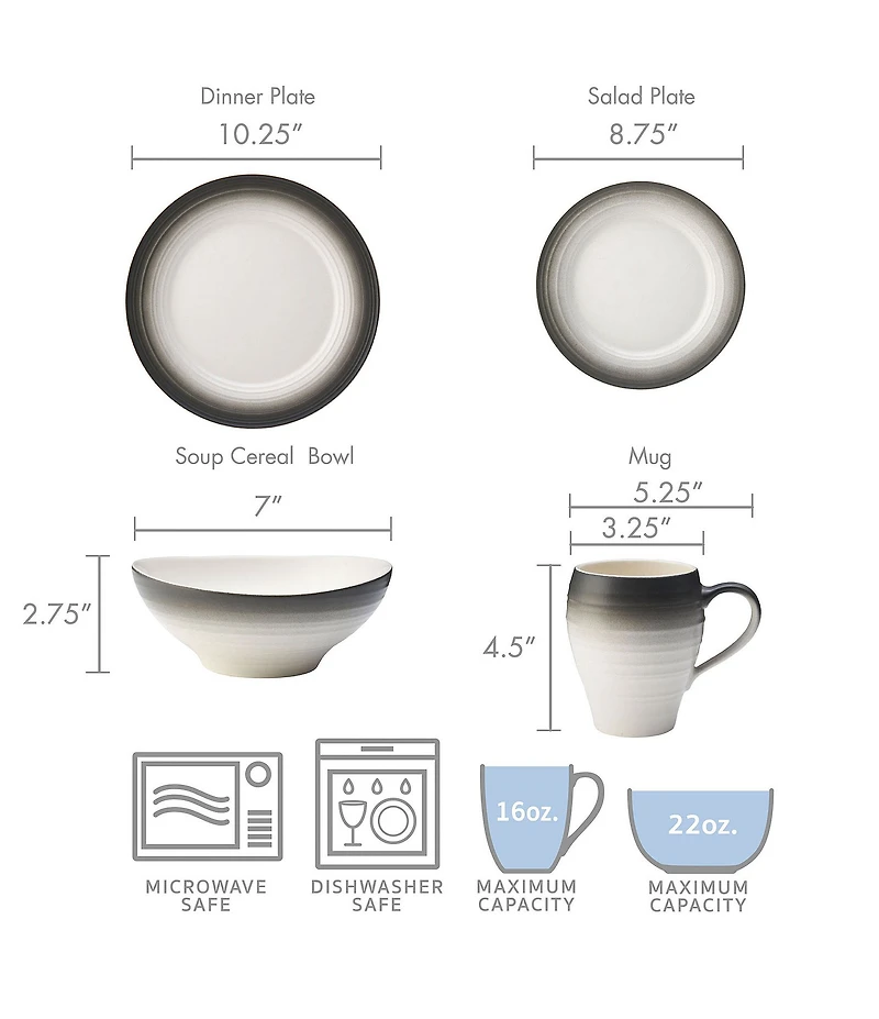 Mikasa Swirl 16-Piece Ombre Dinnerware Set