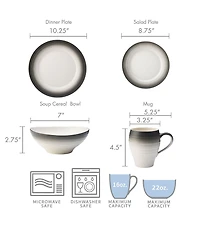 Mikasa Swirl 16-Piece Ombre Dinnerware Set