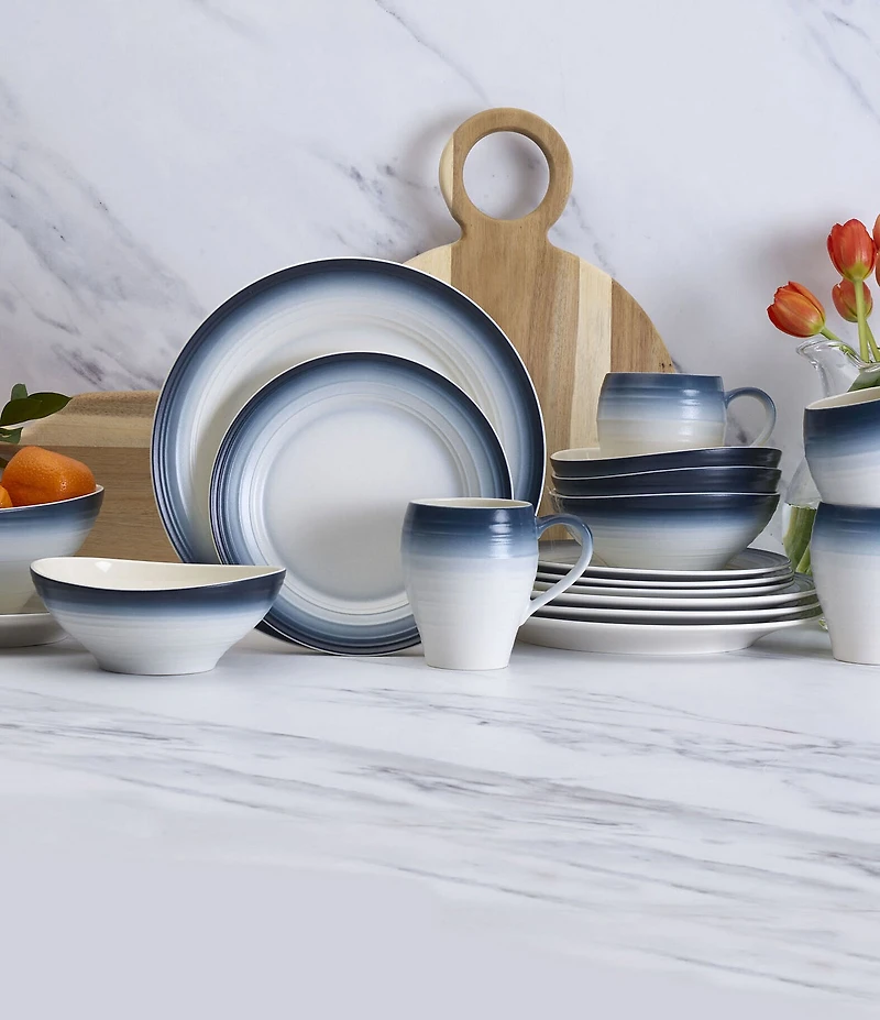Mikasa Swirl Ombre Blue 16-Piece Dinnerware Set