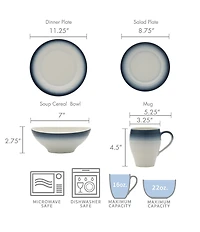 Mikasa Swirl Ombre Blue 16-Piece Dinnerware Set