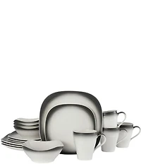 Mikasa Swirl Ombre Graphite Square 16-Piece Dinnerware Set