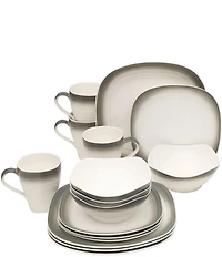 Mikasa Swirl Ombre Graphite Square 16-Piece Dinnerware Set