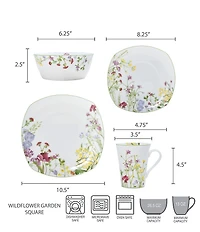 Mikasa Wildflower Garden Square 16-Piece Dinnerware Set, Service for 4