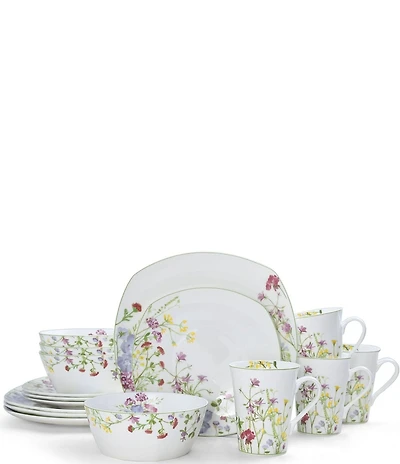 Mikasa Wildflower Garden Square 16-Piece Dinnerware Set, Service for 4