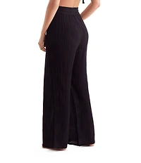 Mima Flamingo Bliss Gauze Vista Solid Wide Leg Elastic Drawstring Pull-On Pants Swim Cover-Up