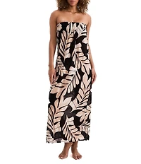 Mimi Flamingo Ariel Palm Leaf Print Cowl Back Maxi Swim Cover-Up
