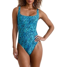 Mimi Flamingo Harper Printed Square Neck Tank One Piece Swimsuit