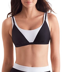 Mimi Flamingo Layered Solids Drift Scoop Neck Bra Swim Top