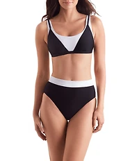 Mimi Flamingo Layered Solids Drift Scoop Neck Bra Swim Top