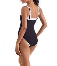 Mimi Flamingo Layered Solids Drift Scoop Neck One Piece Swimsuit