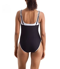 Mimi Flamingo Layered Solids Drift Scoop Neck One Piece Swimsuit