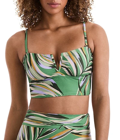 Mimi Flamingo Printed Soleil V-Neck Convertible Straps Midkini Swim Top