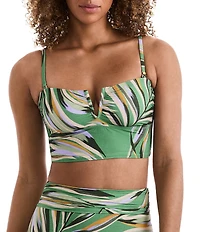 Mimi Flamingo Printed Soleil V-Neck Convertible Straps Midkini Swim Top