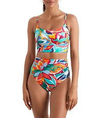 Mimi Flamingo Radiant Floral Ellis Scoop Neck Midkini Swim Top