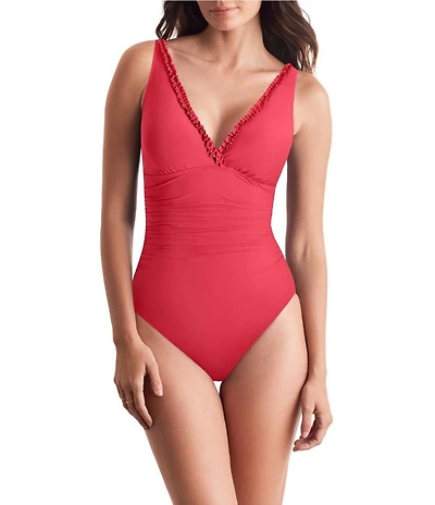 Mimi Flamingo Sonny Soleil Solids V-Neck One Piece Swimsuit