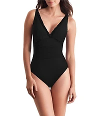 Mimi Flamingo Sonny Soleil Solids V-Neck One Piece Swimsuit