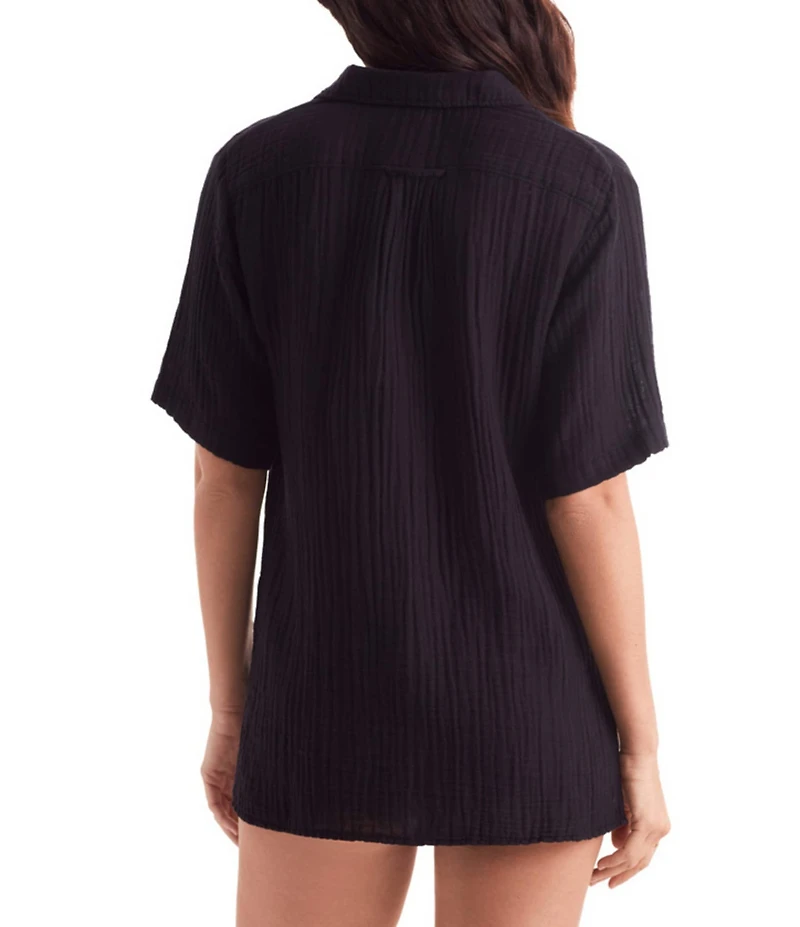 Mimi Flamingo Vista Button Front Shirt Swim Cover-Up