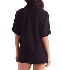 Mimi Flamingo Vista Button Front Shirt Swim Cover-Up