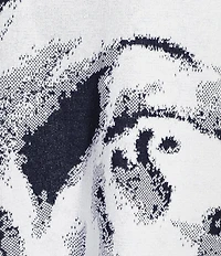 Ming Wang Abstract Print Soft Knit Square Neck Elbow Sleeve Tunic
