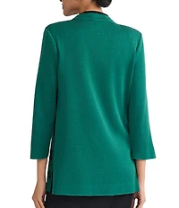 Ming Wang Amica Floral Jacquard Knit Mandarin Collar Bracelet Sleeve Jacket